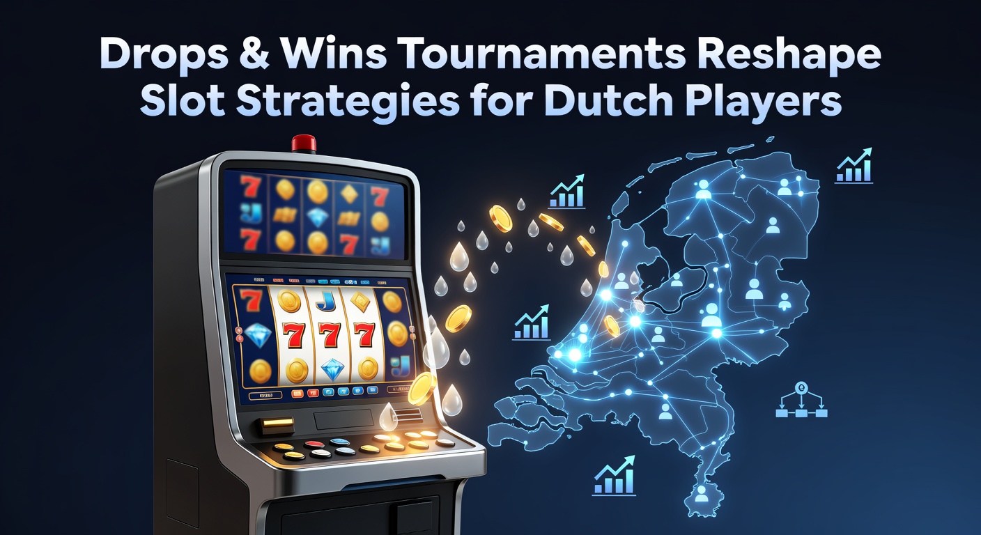 Schermafbeelding van een bruisend Drops & Wins-toernooi met vallende prijzen en Nederlandse spelers in actie op slots