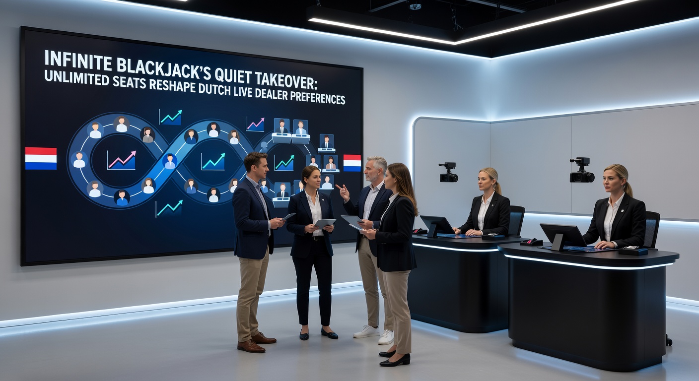 Grafiek met stijgende curves van Infinite Blackjack populariteit in Nederland, inclusief spelersaantallen en inzetten in april 2026