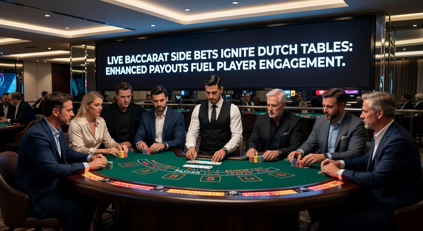 Grafiek met stijgende lijnen van side bet engagement op Nederlandse live baccarat tafels, april 2026 data highlights piek in spelersaantallen en sessieduur