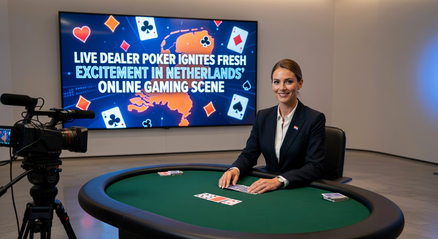 Live dealer aan een poker tafel deelt kaarten uit tijdens een spannende sessie in een Nederlands online casino