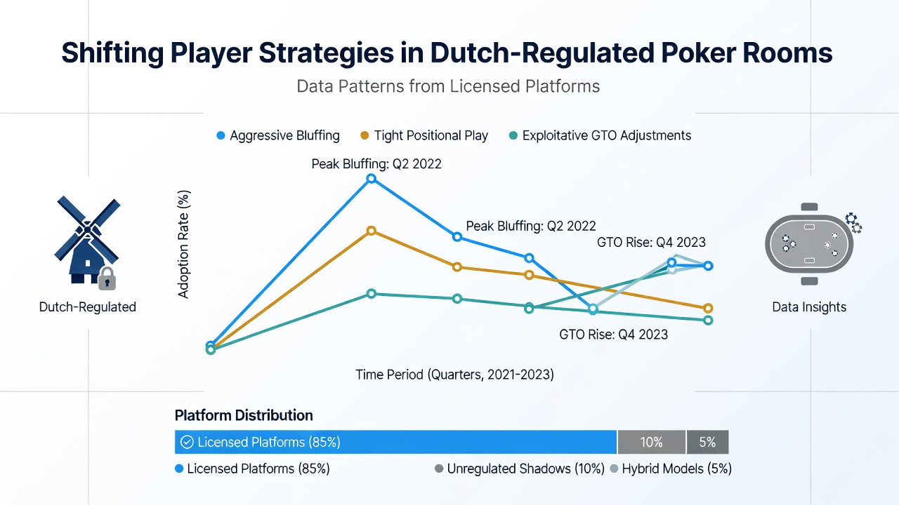 Grafiek van pokerstrategie patronen en speleractiviteit in Nederlandse platforms