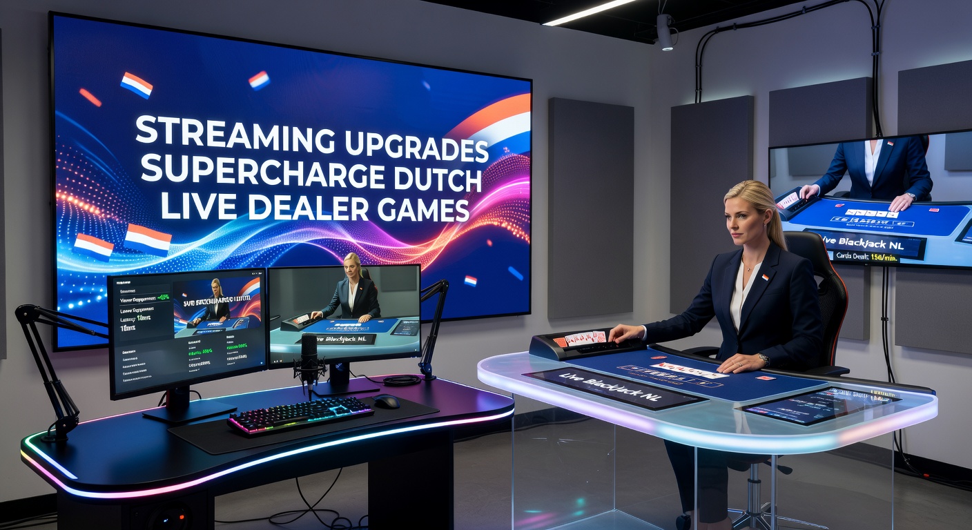 Technische setup met meerdere camera's en streaming servers voor live dealer blackjack in een high-tech studio